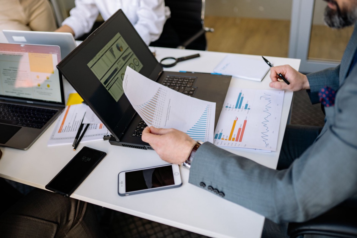 Laptop with business documents